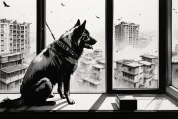 An Indian Shephard Dog staring outside q window. Feature image for Buddy's Breakfast Routine. Blog by Amar Vyas