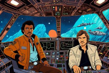 Han Solo and Lando, image generated using Nightcafe. Feature Image for A Galactic Comedy